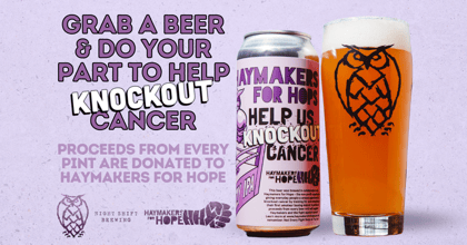 Introducing Haymakers for Hops, a 5.5% hazy IPA sipping with notes of sweet citrus & ripe peaches. Brewed in collaboration with Night Shift Brewing.